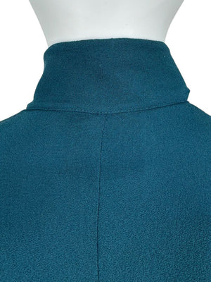 Akris Teal Double-Breasted Blouse & Skirt Set – Size 6 Top / Size 10 Skirt