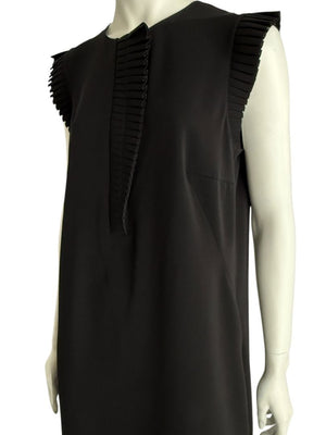Akris Punto Black Sleeveless Pleated Trim Shift Dress – Size 10