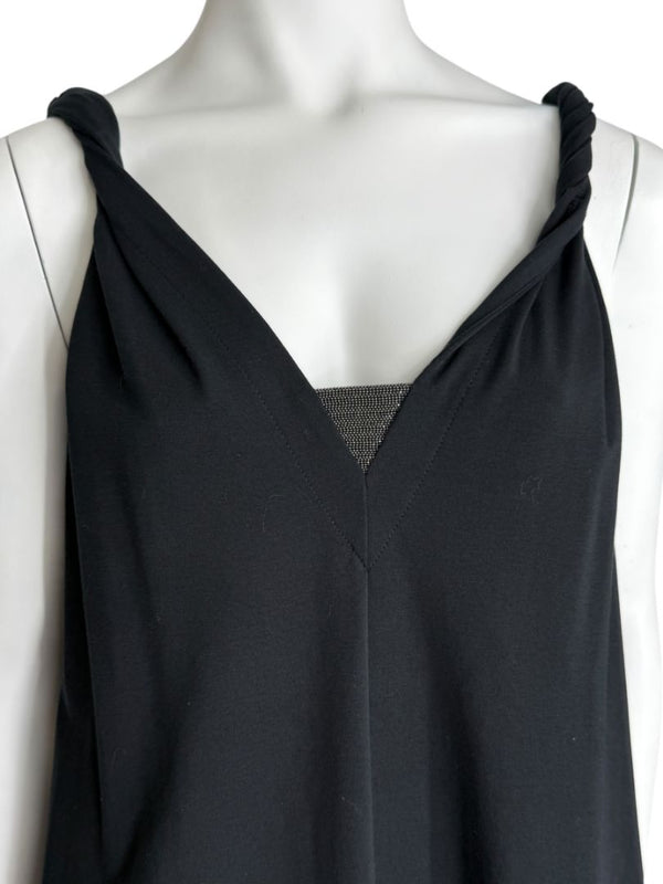 Brunello Cucinelli Black Twisted Strap Maxi Dress with Monili Detail – Size M