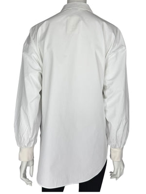 Alexander McQueen White Cotton Shirt with Balloon Sleeves – Size IT 38