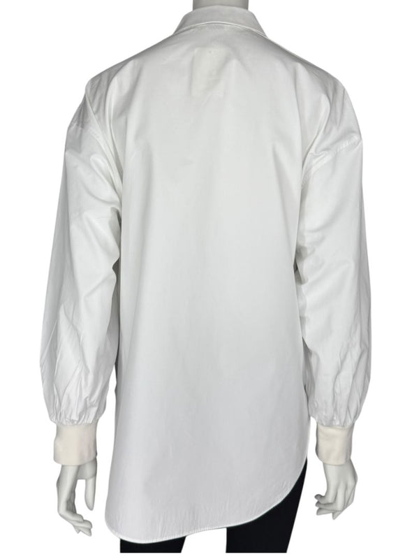 Alexander McQueen White Cotton Shirt with Balloon Sleeves – Size IT 38