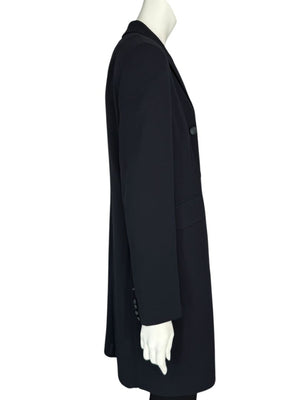 Akris Navy Wool-Blend Double-Breasted Longline Blazer Coat – Size US 8