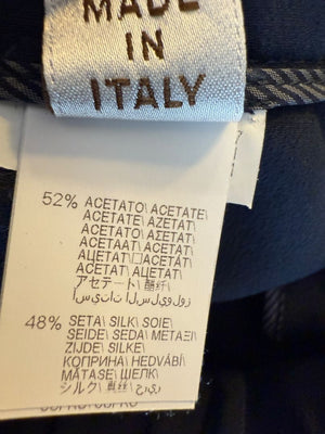 Brunello Cucinelli Navy Tapered Silk-Blend Pants – Size IT 44 (US 8)