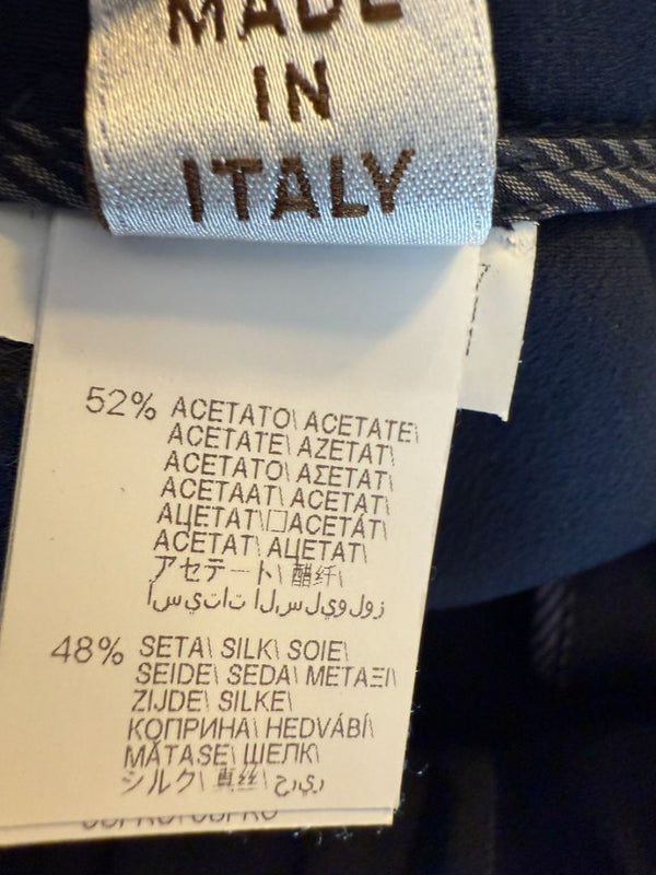 Brunello Cucinelli Navy Tapered Silk-Blend Pants – Size IT 44 (US 8)