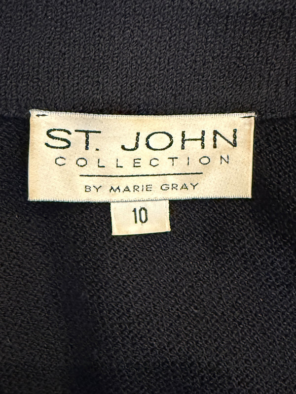 St. John Collection by Marie Gray Black Knit Blazer with Gold Trim – Size 10