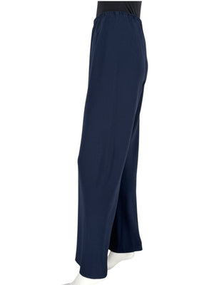 The Row Navy Viscose-Blend Wide Leg Pants - Size S