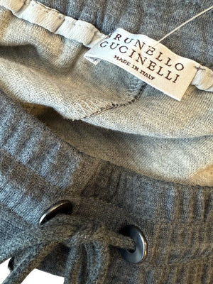 Brunello Cucinelli Grey Cotton-Silk Blend Knit Jogger Pants - Size L