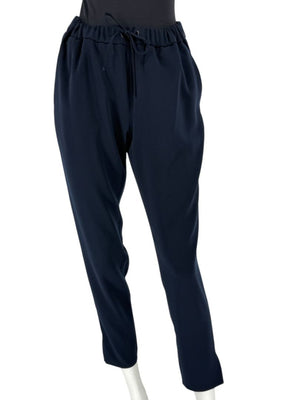 Akris Punto Navy Elastic Waist Trousers with Ankle Slit – Size US 8