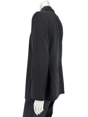 Akris Black Wool Blend Blazer with Sequin Trim - Size US 8