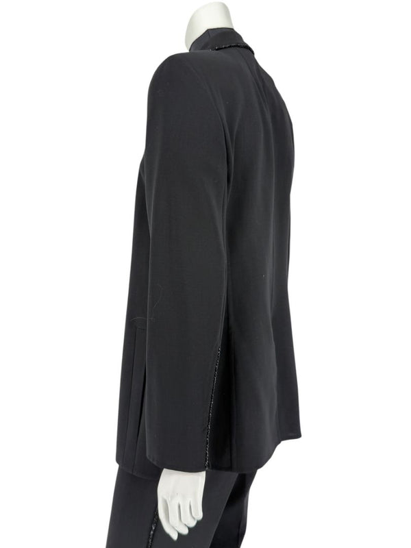 Akris Black Wool Blend Blazer with Sequin Trim - Size US 8