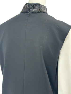 Pamella Roland Black Sleeveless Beaded Collar Shift Dress – L