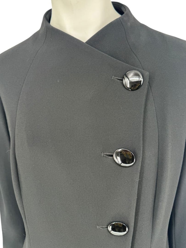 Pamella Roland Black Asymmetric Button-Front Dress - Large