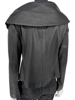 Armani Collezioni Black Leather Sculpted Jacket – Size 12