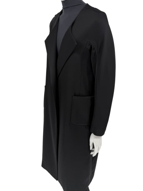 Pamella Roland Black Open-Front Longline Coat – Large