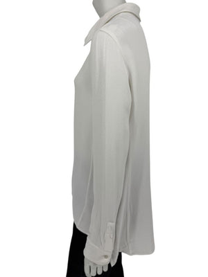 Akris Bergdorf Goodman White Textured Button-Front Blouse – Size 12