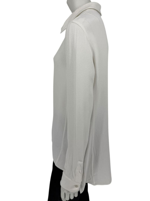 Akris Bergdorf Goodman White Textured Button-Front Blouse – Size 12