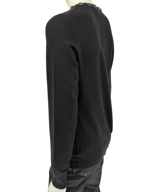 Burberry London Black Embellished Silk-Blend Sweater – Size L
