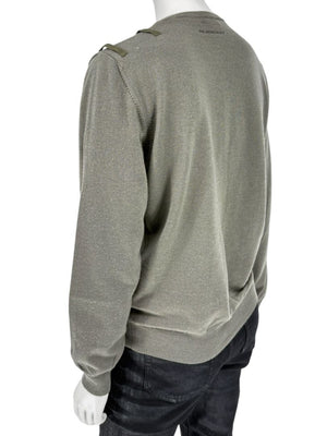 Burberry London Sage Green Merino Wool Military Sweater – Mens Size S