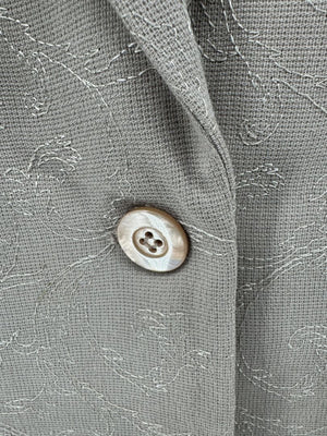 Oscar by Oscar de la Renta Taupe Embroidered Pantsuit – Size 14