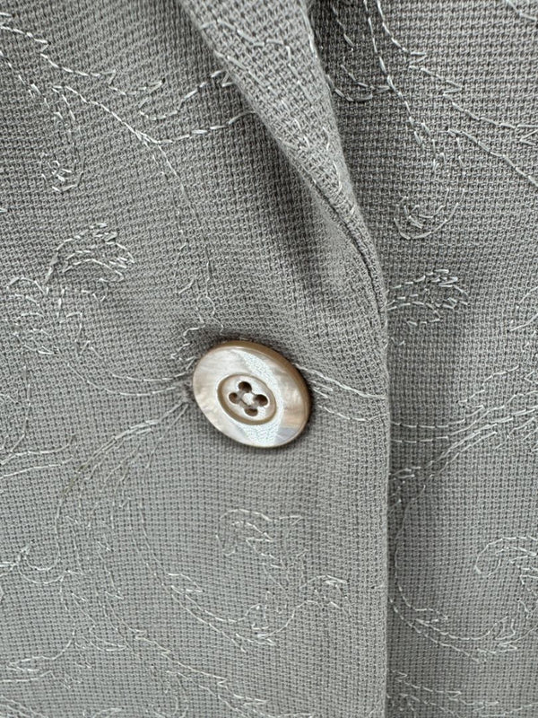 Oscar by Oscar de la Renta Taupe Embroidered Pantsuit – Size 14