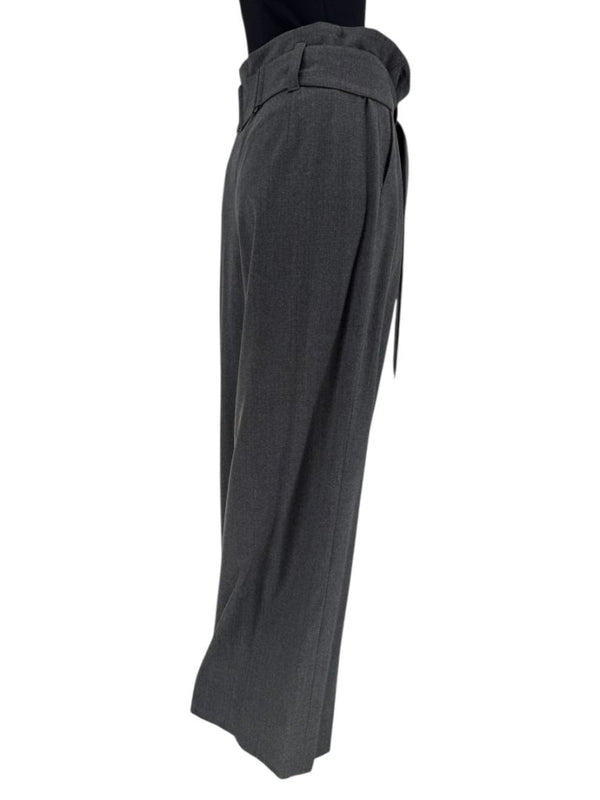 Armani Collezioni Gray High-Waisted Belted Wide-Leg Trousers – Size 10