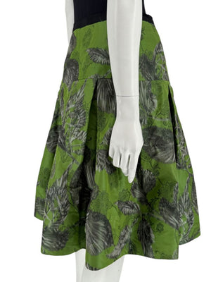 Oscar de la Renta Green Floral Silk Skirt – Fall 2008 - Size 16