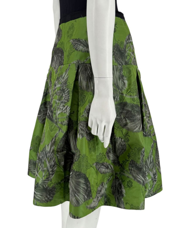 Oscar de la Renta Green Floral Silk Skirt – Fall 2008 - Size 16