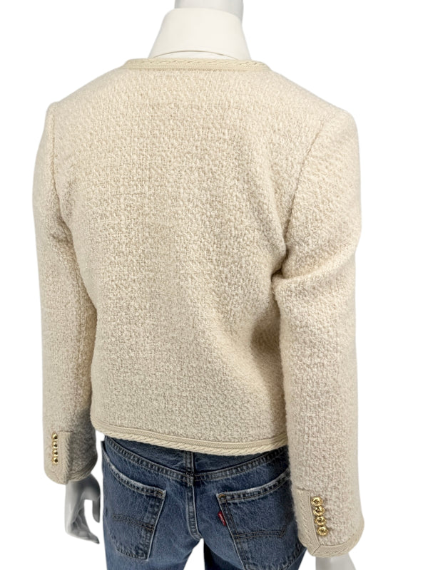 Celine “Chelsea” Ivory Tweed Jacket – Size FR 34