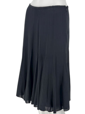 Armani Collezioni Black Silk A-Line Flounce Skirt –Size: 12