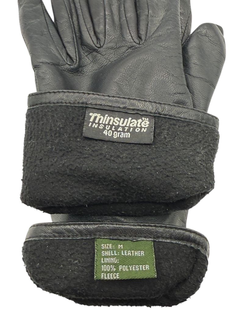 Thinsulate Black Leather Winter Gloves – Size M – Excellent Preowned Condition