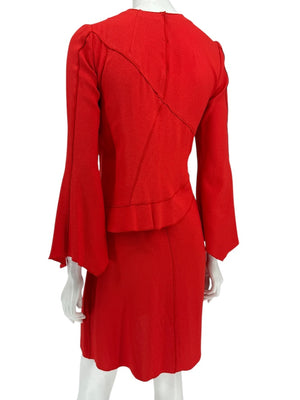 Proenza Schouler Women’s Red Acetate-Viscose Asymmetrical Wrap Dress with Tie Waist – Size 0
