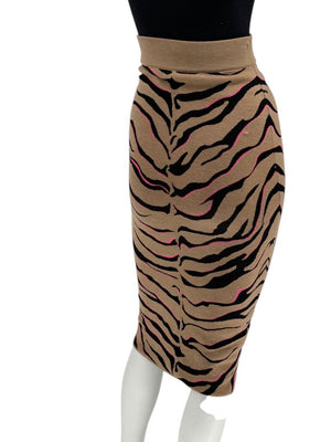 Stella McCartney Tan & Black Tiger-Stripe Knit Pencil Skirt – Size 34