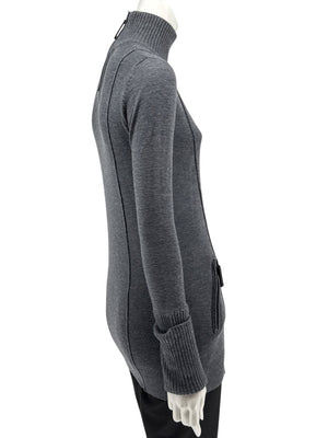 Burberry Sport Grey Wool Zip-Detail Turtleneck Sweater – Size: XS