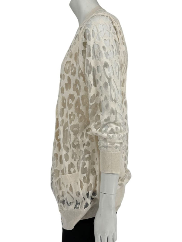 Magaschoni Ribbed Tank & Mesh Leopard Cardigan Twin Set – Size XL