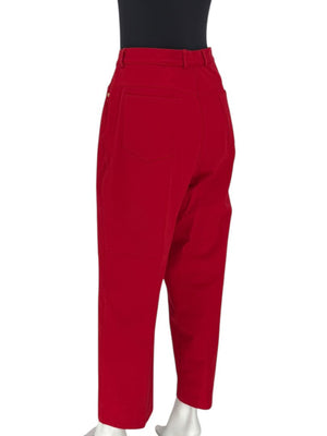 St. John Red Stretch Denim Straight-Leg Jeans – Size 16