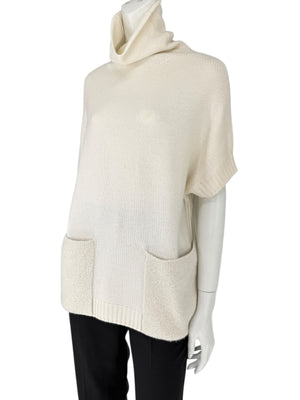 Loro Piana Ivory Cashmere & Silk Cowl-Neck Sweater – Size 44
