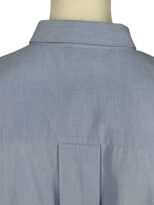 Brunello Cucinelli Light Blue Cotton Button-Front Shirt with Monili Trim – Size XL