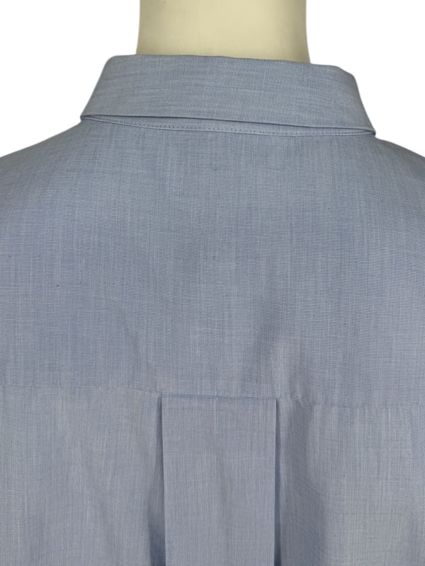 Brunello Cucinelli Light Blue Cotton Button-Front Shirt with Monili Trim – Size XL