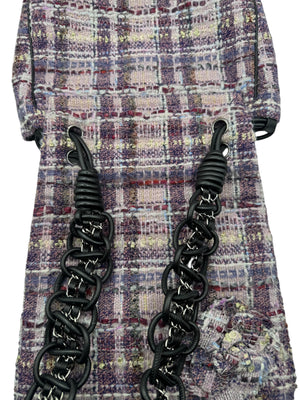 Chanel Lavender Tweed Camellia Large Flap Messenger Bag