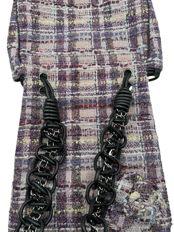 Chanel Lavender Tweed Camellia Large Flap Messenger Bag