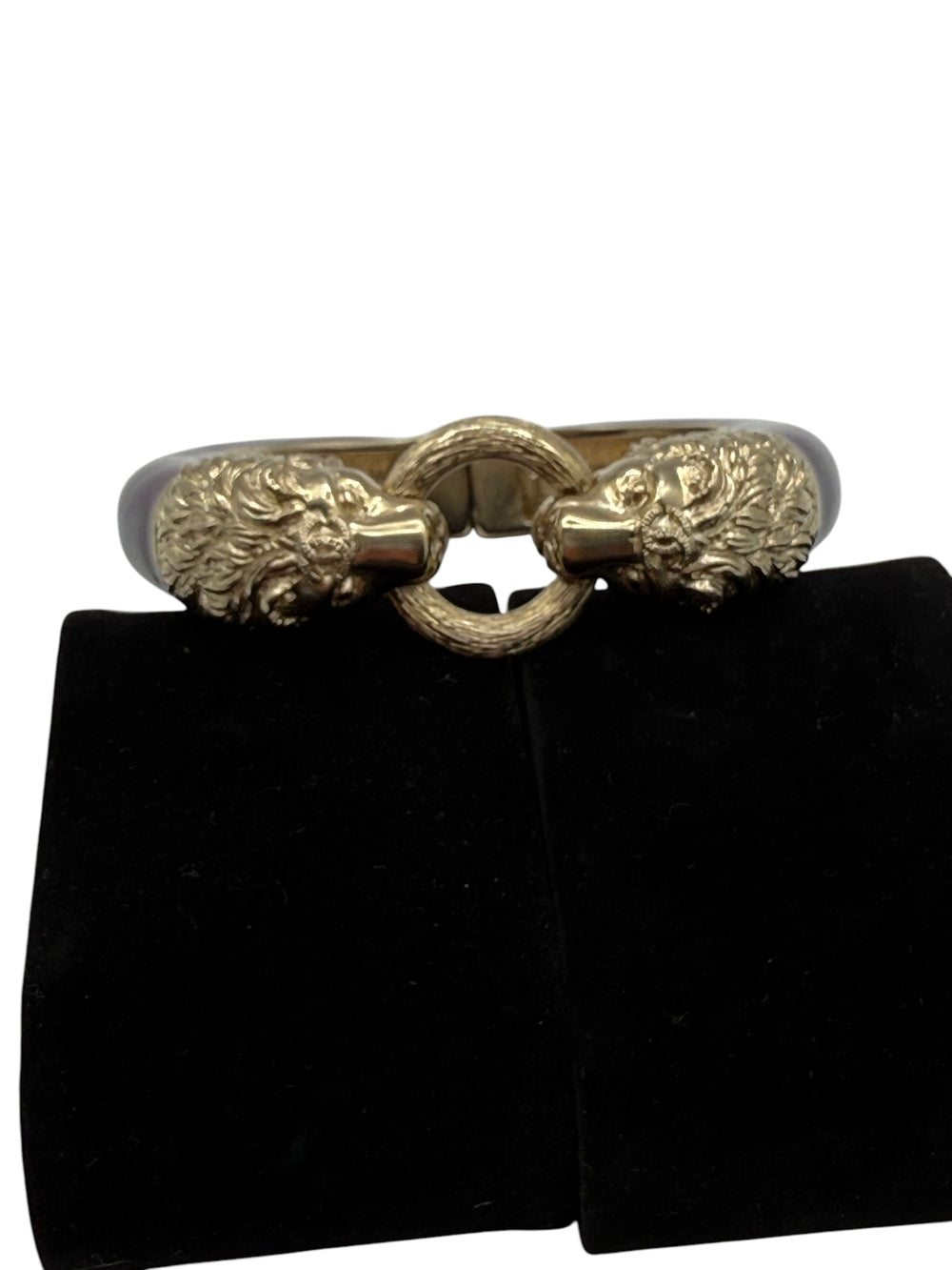 Chanel Enamel Lion Head Bracelet Purple Gold