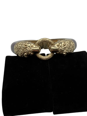 Chanel Enamel Lion Head Bracelet Purple Gold