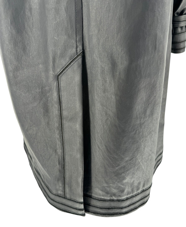 Chanel Spring 2015 Black Coated Cotton Trench Coat Size 10/42