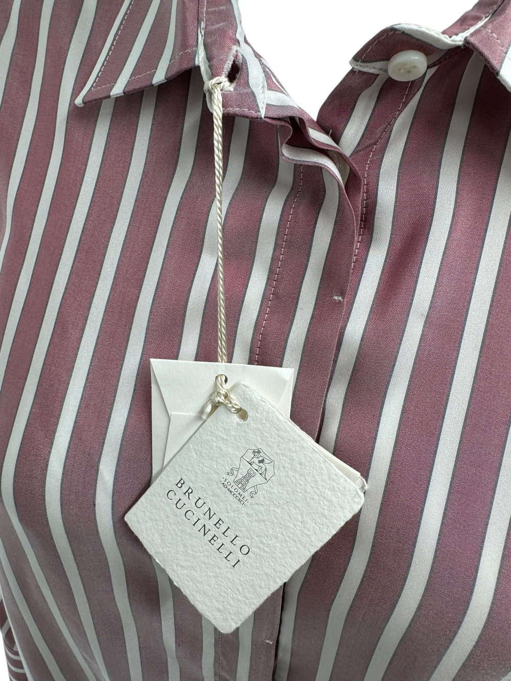 Brunello Cucinelli Silk NWT Striped Button-Up Shirt - Size L