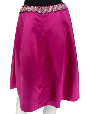 Chanel Embellished Fuchsia Silk Skirt – Fall 2000, Size 42