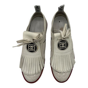CHANEL Calfskin Fringe Golf/Tennis Sneakers in Ivory – Size 40