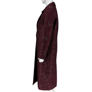 Pamella Roland -Wine Brocade Metallic Floral Dress & Coat Set - Size 8/10