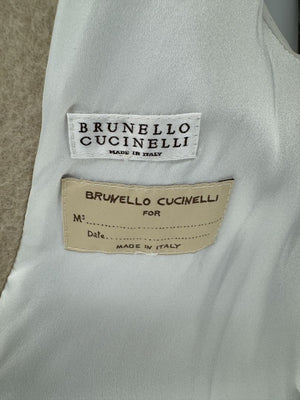 Brunello Cucinelli Ivory Wool-Cashmere Coat with Monili Detail - Size 8