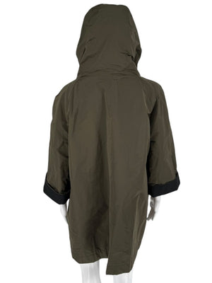 Brunello Cucinelli Olive Nylon Hooded Parka with Monili Trim - Size 10