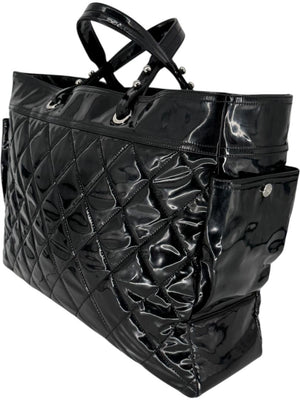 Chanel Paris-Biarritz XL Tote in Black Patent Vinyl